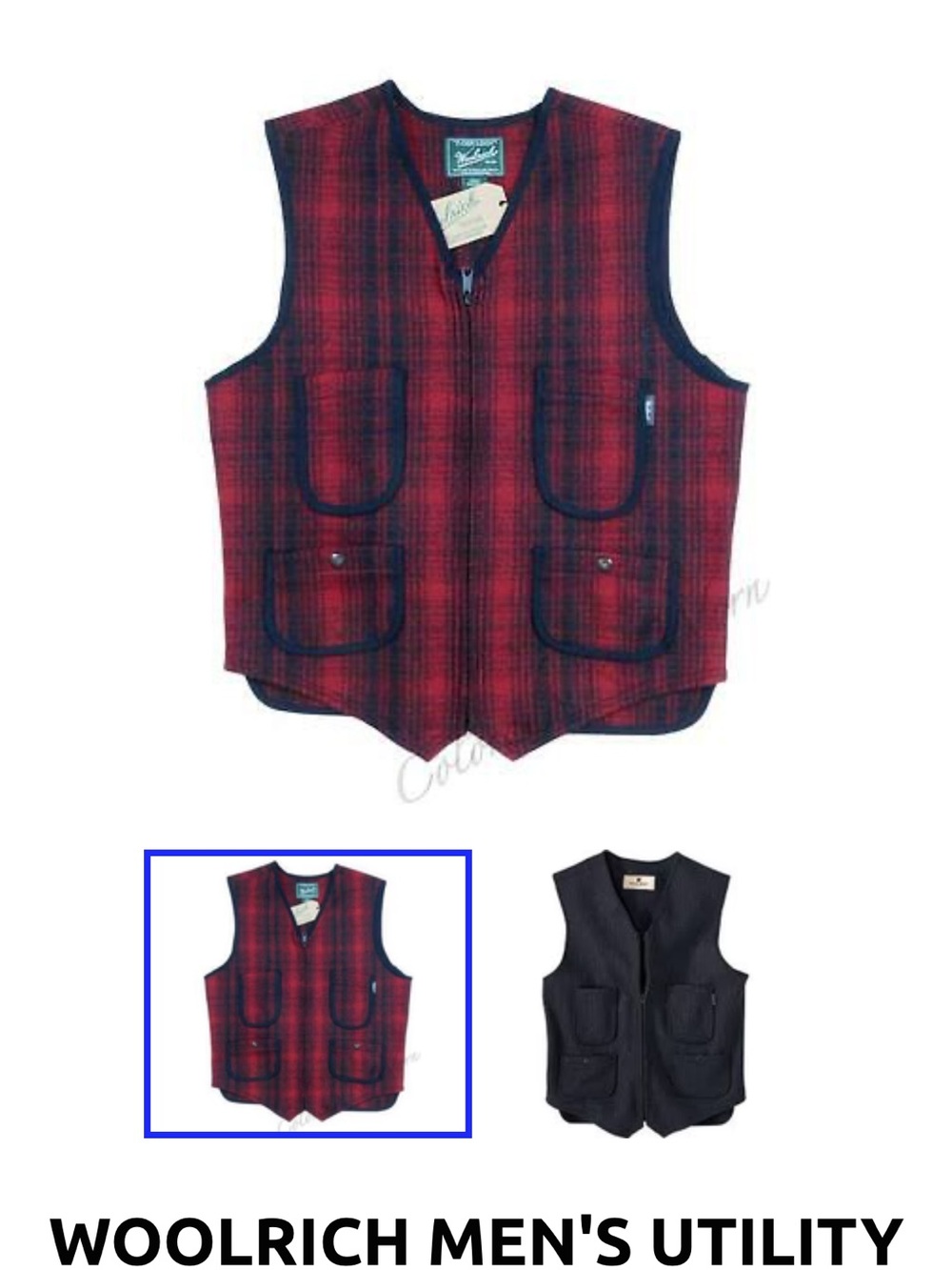 Woolrich Red and Black Plaid Vest